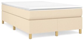 vidaXL Cama boxspring com colchão 120x190 cm tecido cor creme