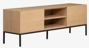 Móvel Tv 160x40 Cm Em Mdf E Folha De Carvalho Bromley Castanho Roble - Sklum