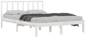 Estrutura de cama pequena casal 120x190 cm pinho maciço branco