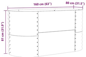 Cama Elevada para o Jardim vidaXL Castanho 160x80x81 cm Aço Galvanizad