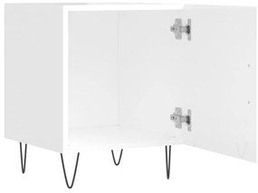 Mesa cabeceira 2pcs 40x40x50cm deriv. madeira branco brilhante