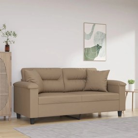 Sofá 2 lugares + almofadas 140 cm couro artificial cappuccino