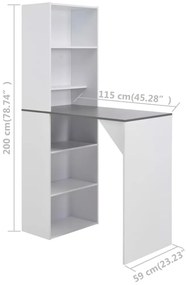 Mesa de bar com armário 115x59x200 cm branco