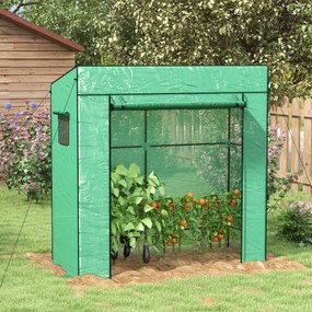 Estufa de Exterior com Janelas de Malha e Porta com Fecho de Correr Estufa para Cultivar Plantas e Flores 196x77x197 cm Verde