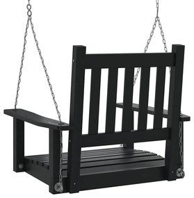Cadeira de baloiço com correntes de metal abeto maciço preto