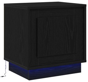 Criado-mudo  com Luzes LED Carvalho Preto 44x34,5x45 cm