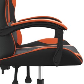 Cadeira gaming giratória couro artificial preto e laranja