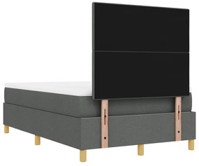 Cama Box Spring com Colchão e Banco Cinza Escuro 120x190 cm Tecido
