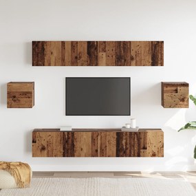 Conjunto de 6 Peças para Gabinete de TV Madeira Antiga Madeira de Enge