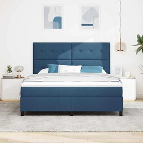 Cama Box com Colchão e Luz LED - Azul Marinho, 180x200 cm Tecido