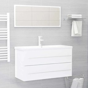 vidaXL 2 pcs conj. móveis casa de banho contraplacado branco brilhante