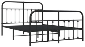 Estrutura de cama com cabeceira e pés 140x200 cm metal preto