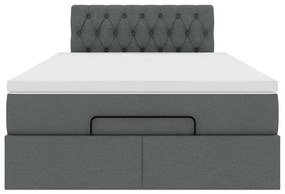 Cama otomana com colchão 120x190 cm tecido cinzento escuro