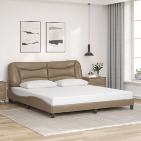 Estrutura cama cabeceira 180x200 cm couro artificial cappuccino