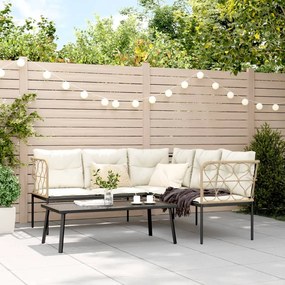 Conjunto de sofás de jardim c/ almofadões aço/textilene preto