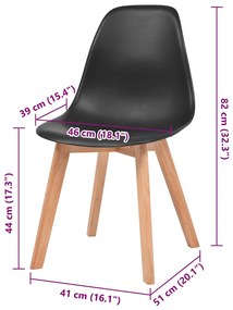 Cadeiras de jantar 2 pcs plástico preto
