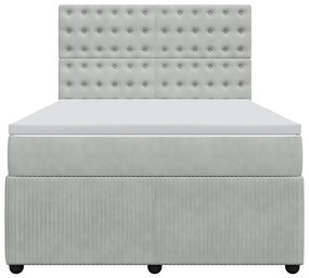 Cama com molas/colchão 140x190 cm veludo cinzento-claro