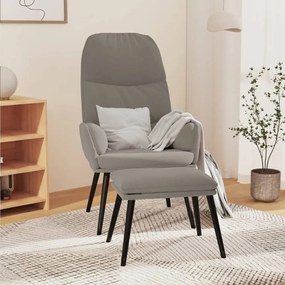 vidaXL Cadeira de descanso com banco veludo cinzento-claro