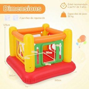 Parque Infantil Insuflável 3 em 1, 160 x 160 x 125 cm, PVC Reforçado, Multicolor 1