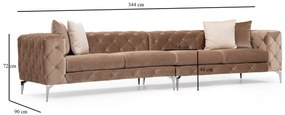 Sofá de 4 Lugares Como – Creme Escuro – 344x90x72 cm