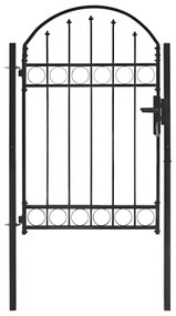 vidaXL Portão para cerca com topo arqueado 100x150 cm aço preto