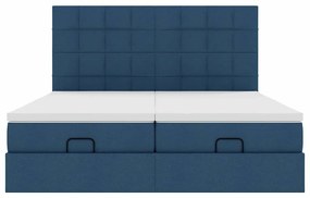 Estrutura de cama otomana com colchões 200x200cm tecido azul