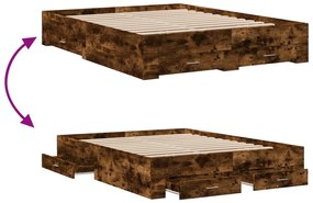 Estrutura de cama c/ gavetas derivados madeira carvalho fumado
