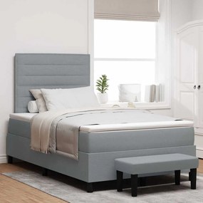 vidaXL Cama Box Spring com Colchão e Banco Cinza Claro 120x190 cm Tecido