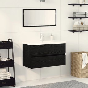 Conjunto de móveis de casa de banho vidaXL Carvalho Preto Madeira enge