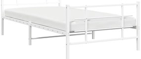 Estrutura de cama com cabeceira e pés 107x203 cm metal branco
