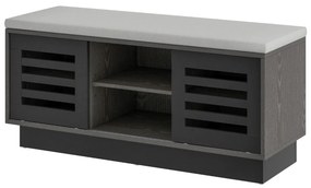 Banco Sapateira com Assento com 6 Compartimentos de Arrumação 3 Prateleiras e 2 Portas para Entrada 99,5 x 34,5 x 46 cm Cinza + Cinza Escuro