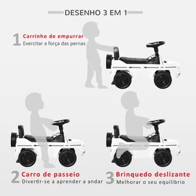 Carro Andador para Bebés com Licença Mercedes G350 com Compartimento de Arrumação e Volante Carga 25 kg 62,5x28,5x45 cm Branco