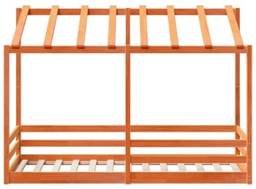 Cama infantil com telhado 75x190 cm pinho maciço castanho-mel