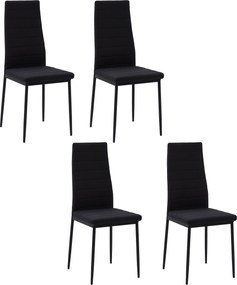 HOMCOM Conjunto de 4 cadeiras de jantar de linho estofadas com pernas de metal Cadeiras de jantar 41x50x97 cm Preto | Aosom Portugal