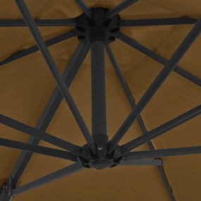 Guarda-sol cantilever c/ poste aço 250x250 cm cinza-acastanhado