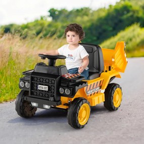 Camião Elétrico para Crianças 6V com Rodas Resistentes ao Desgaste Capacete de Segurança Capacete de Segurança Amarelo