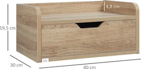 Conjunto de 2 Mesas de Cabeceira de Parede Mesas de Cabeceira Flutuantes com 1 Gaveta 40x30x19,5 cm Madeira