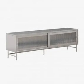 Móvel Tv 180x40 Cm Em Aço E Vidro Paoline Cinza Cromado - Sklum