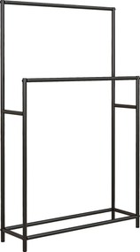 Toalheiro de pé com 2 prateleiras em metal para a casa de banho, 66 x 20 x 110 cm, preto