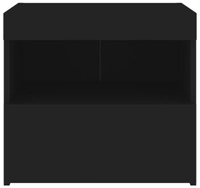 Mesa de cabeceira com luzes LED 50x40x45 cm preto