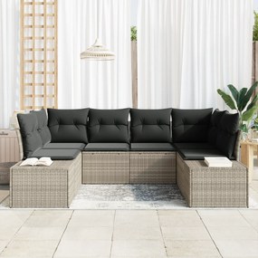 Conjunto de Sofás de Jardim de 6 Peças com Almofadas Cinza Claro Ratta
