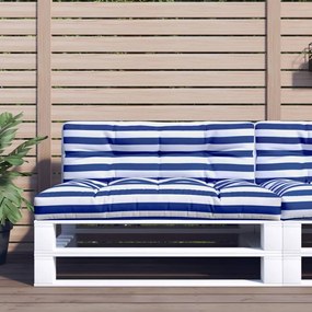 Almofadão para sofá de paletes 120x40x12 cm tecido azul/branco