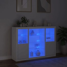 Aparadores c/ luzes LED 3 pcs derivados de madeira branco