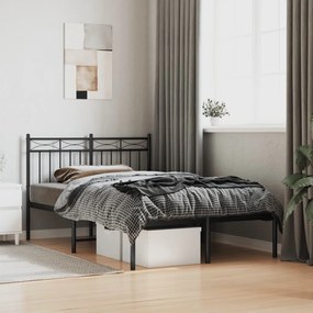 Estrutura de cama com cabeceira 120x190 cm metal preto