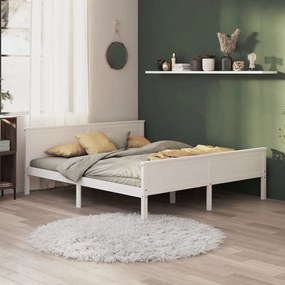 vidaXL Estrutura de cama 200x200 cm pinho maciço branco