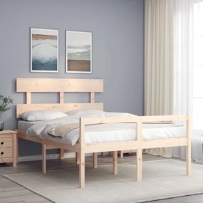 Cama para idosos com cabeceira 140x200 cm madeira maciça