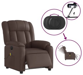 Poltrona massagens reclinável elétrica couro artif. castanho