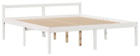 Cama com estante sem colchão 180x200 cm pinho maciço branco