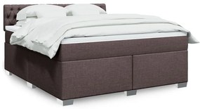 vidaXL Cama com molas/colchão 180x200 cm tecido castanho-escuro