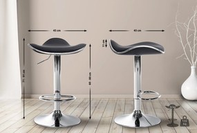 Banco de bar Shanghai em couro sintético 45 x 71-91 x 45 cm Preto